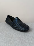 Green woven driving loafer by Mario Bemer, stylish footwear with intricate woven design and comfortable slip-on style.