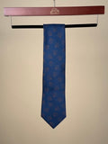 Arrow Motif Silk Tipped Tie - Blue/Orange