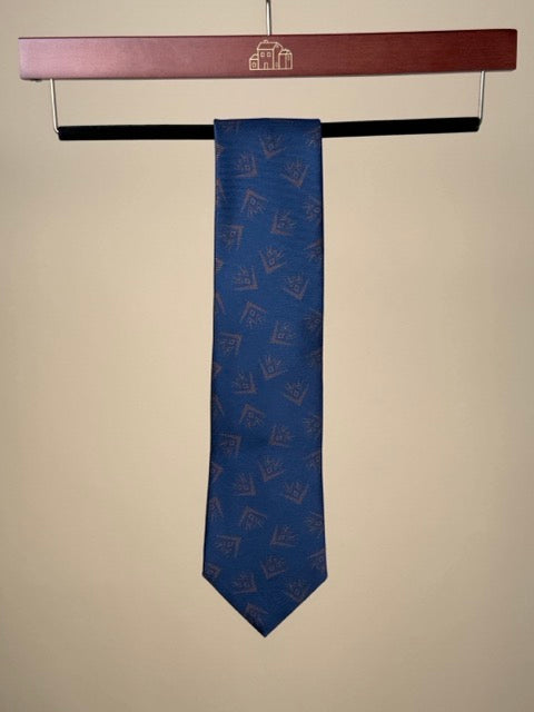 Arrow Motif Silk Tipped Tie - Blue/Orange