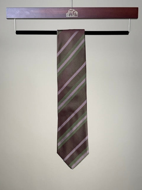 Iridescent Silk Striped Tipped Tie