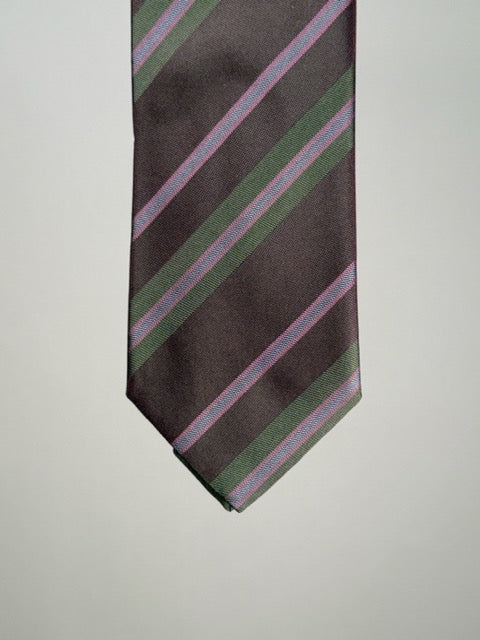 Iridescent Silk Striped Tipped Tie