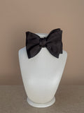 Crompton Medium Dropped Bow Tie - Black Silk Grosgrain