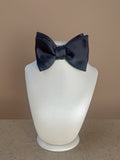 Medium Classic Bow Tie - Midnight Navy Silk Satin
