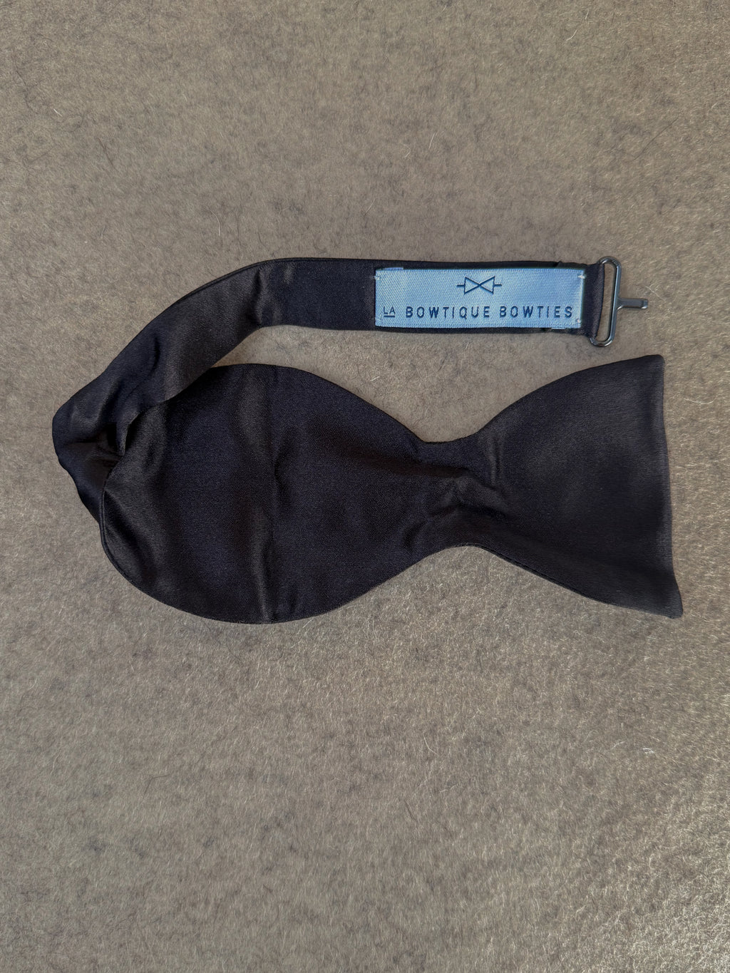 Unlined Medium Classic Bow Tie - Black Silk Satin