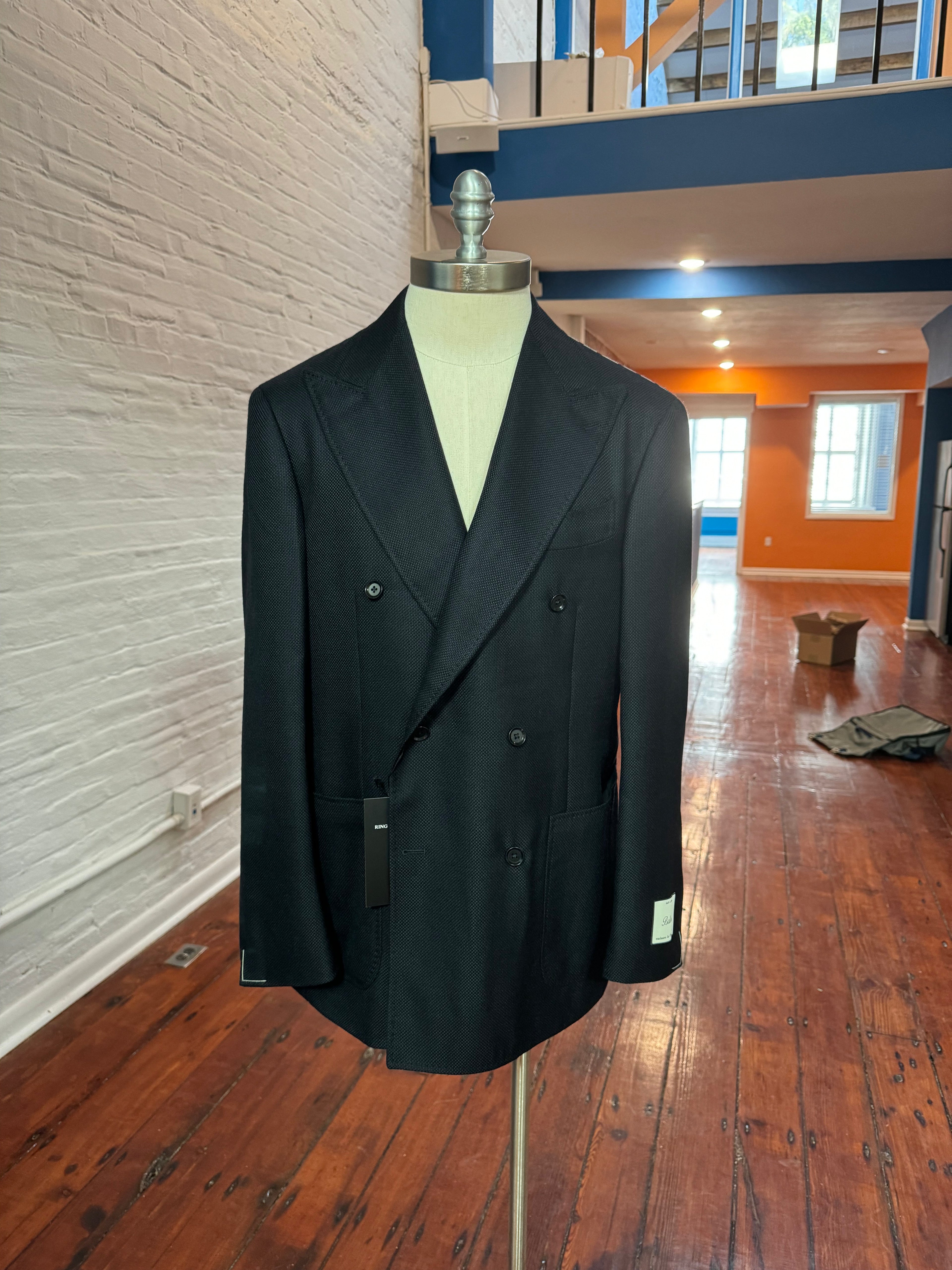 Wool Double Breasted Sport Coat - Navy