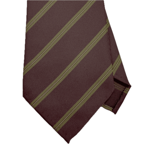 Silk Seven-Fold Tie - Burgundy Lime Stripe