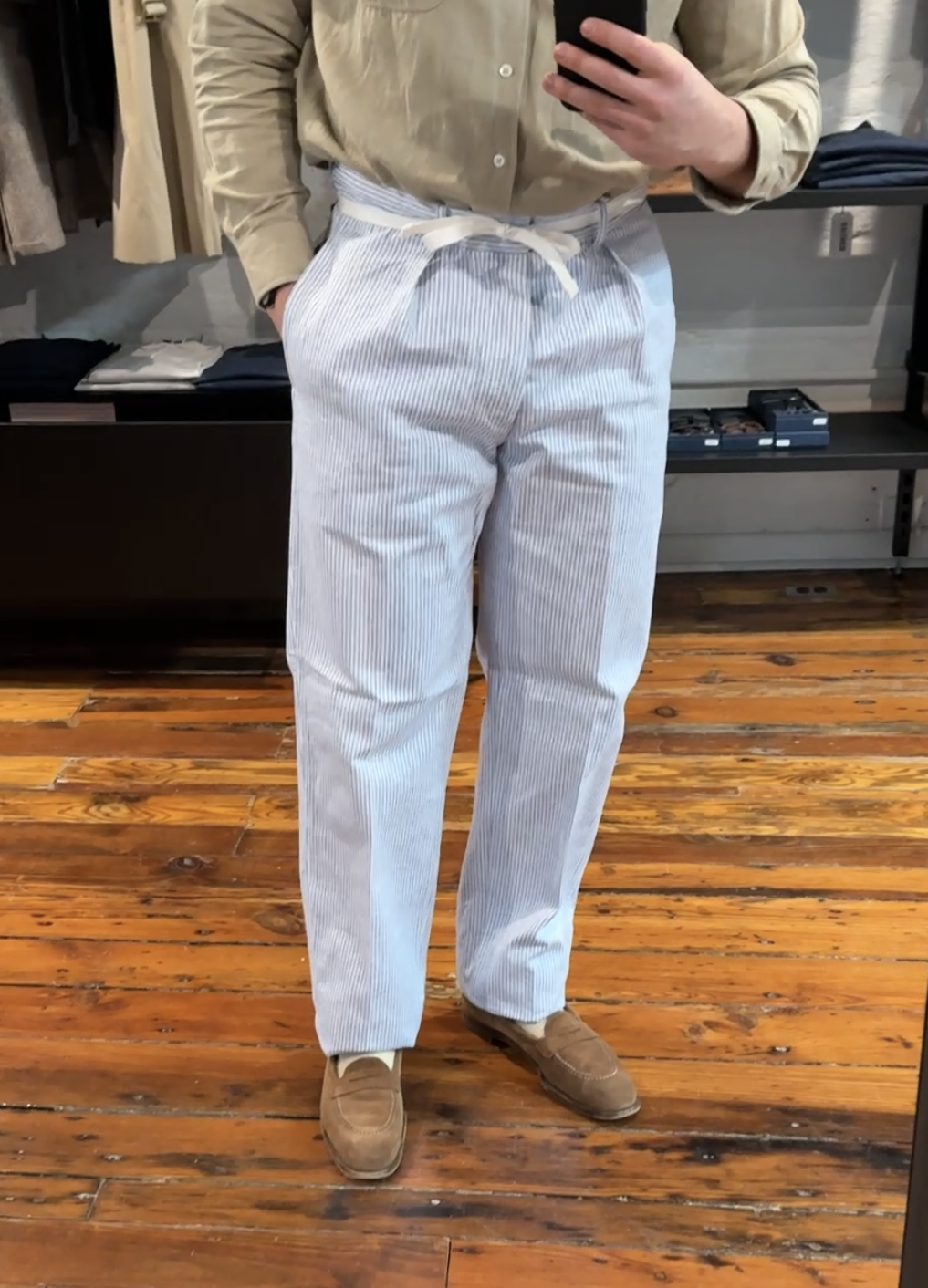 ALAIN Trousers - Blue Jaspé Striped Twill