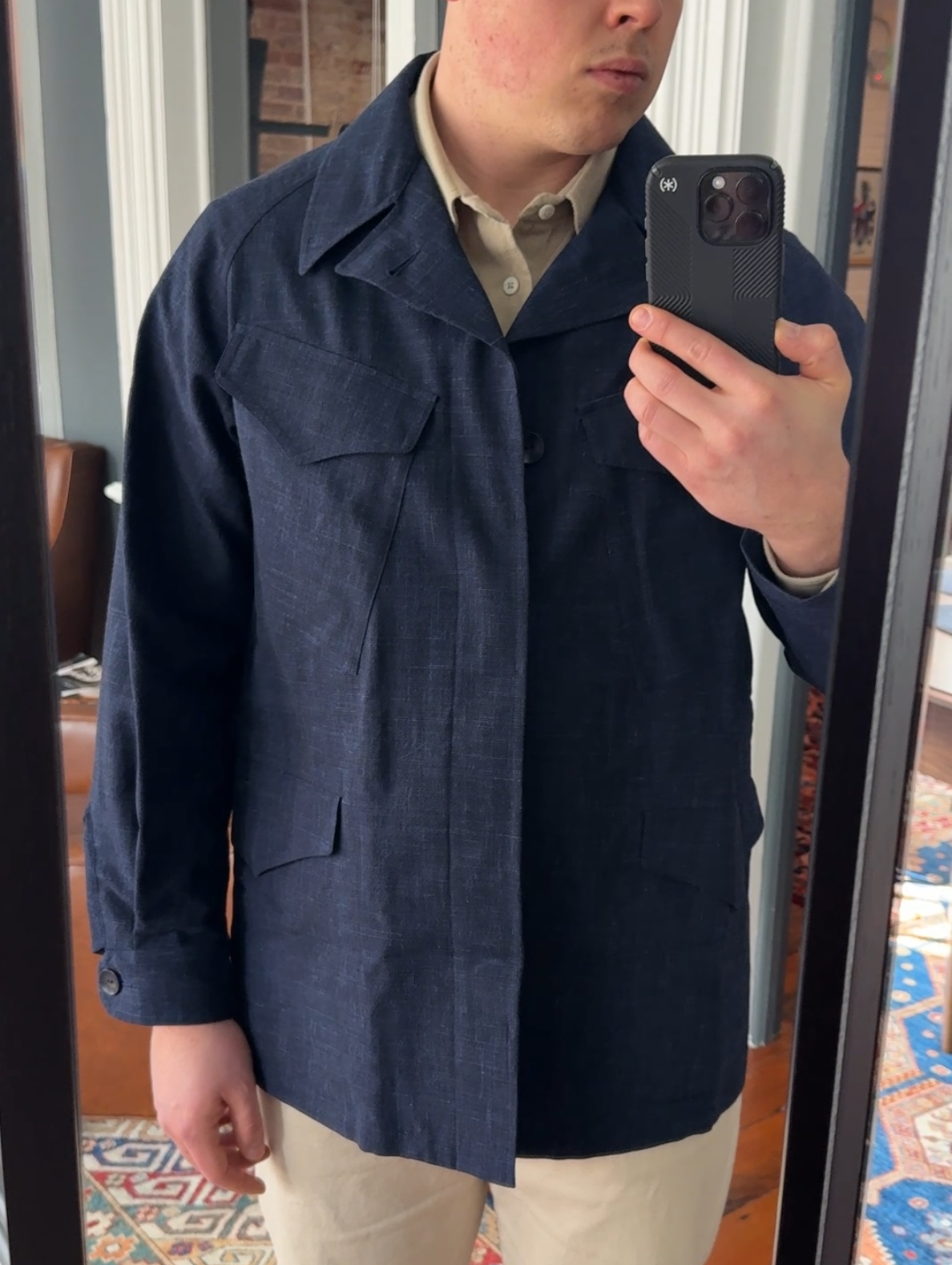 ROBERT P Jacket - Blue Wool/Linen/Mohair Ripple