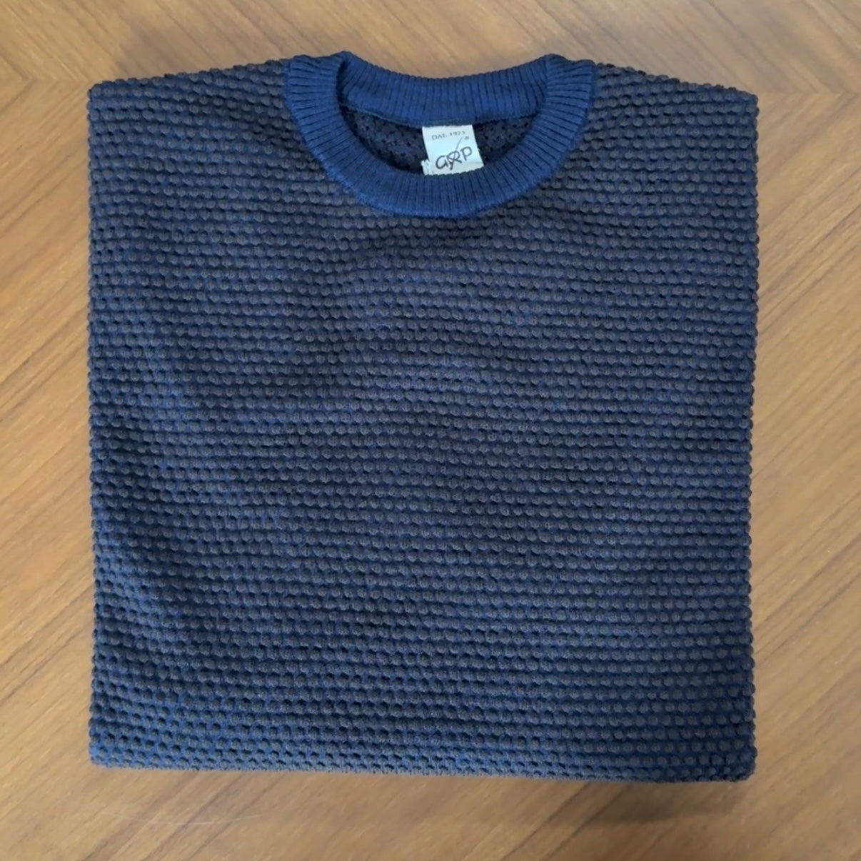 Bubble-knit Wool Sweater - Blue/Brown