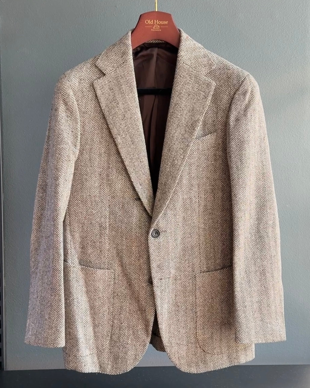 Waverly Jacket - Brown Wool Silk Cashmere Donegal Herringbone
