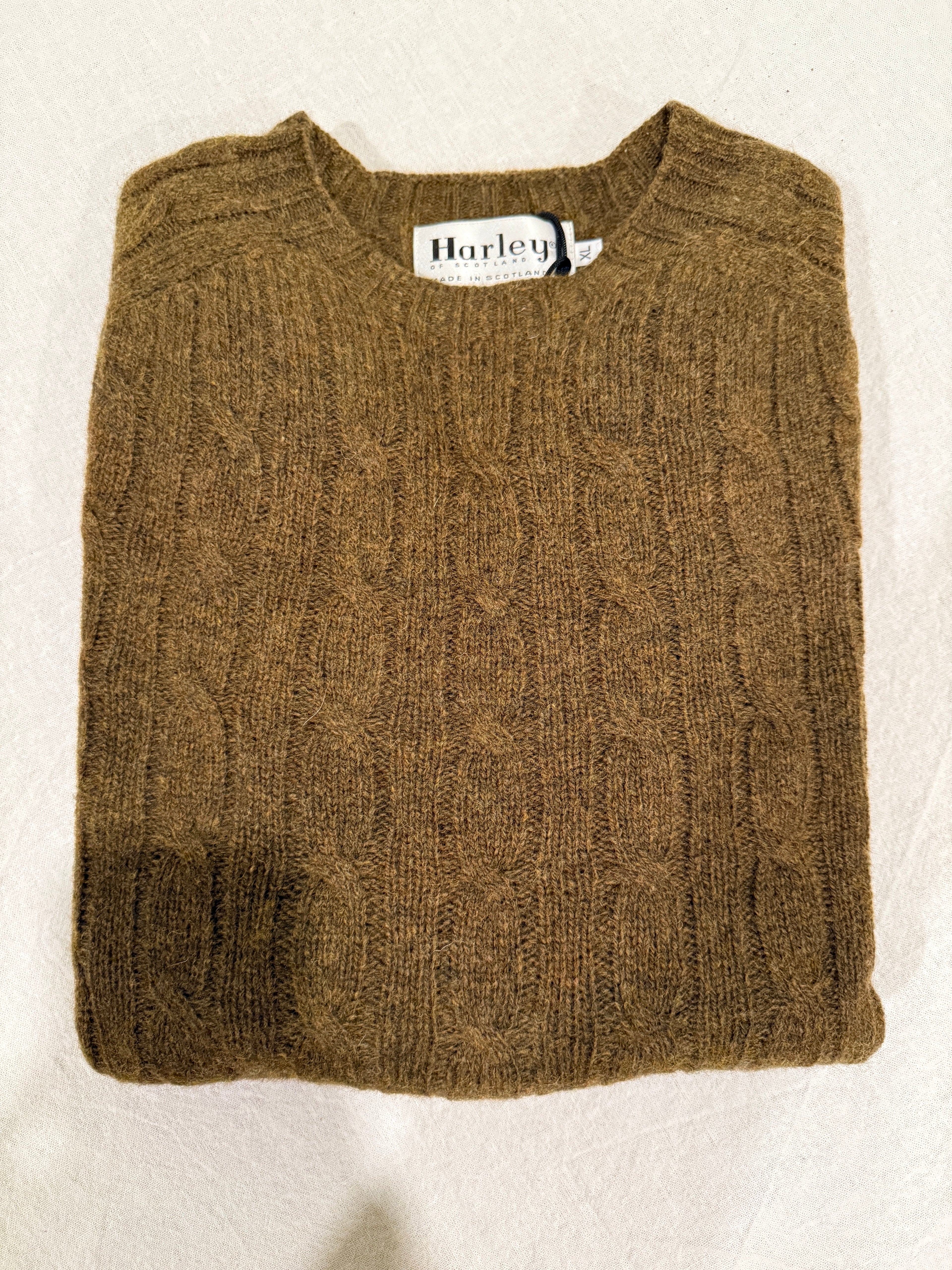Shetland Cable Crewneck Sweater - Moorland