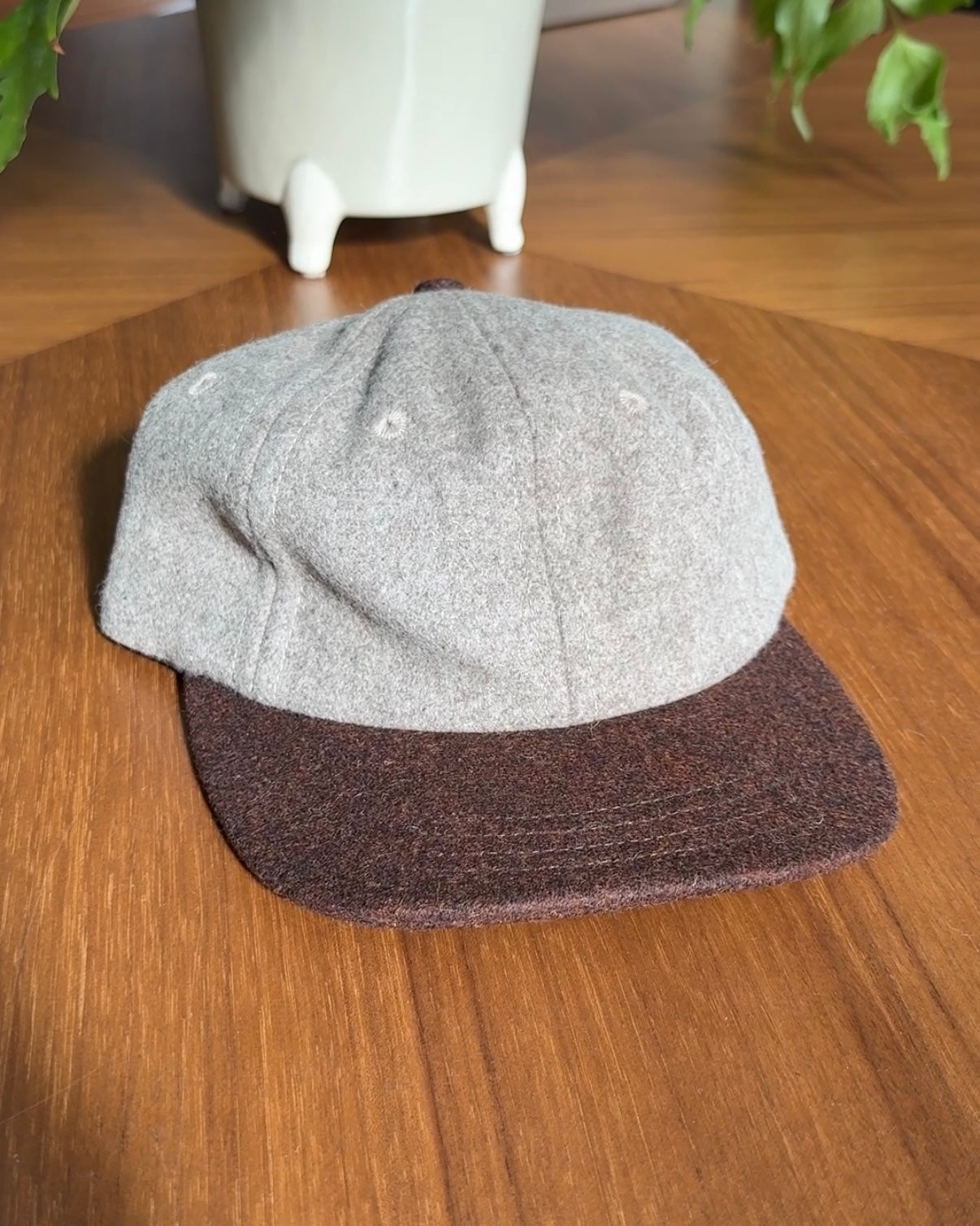Melton Wool Baseball Hat - Oatmeal/Red Oak