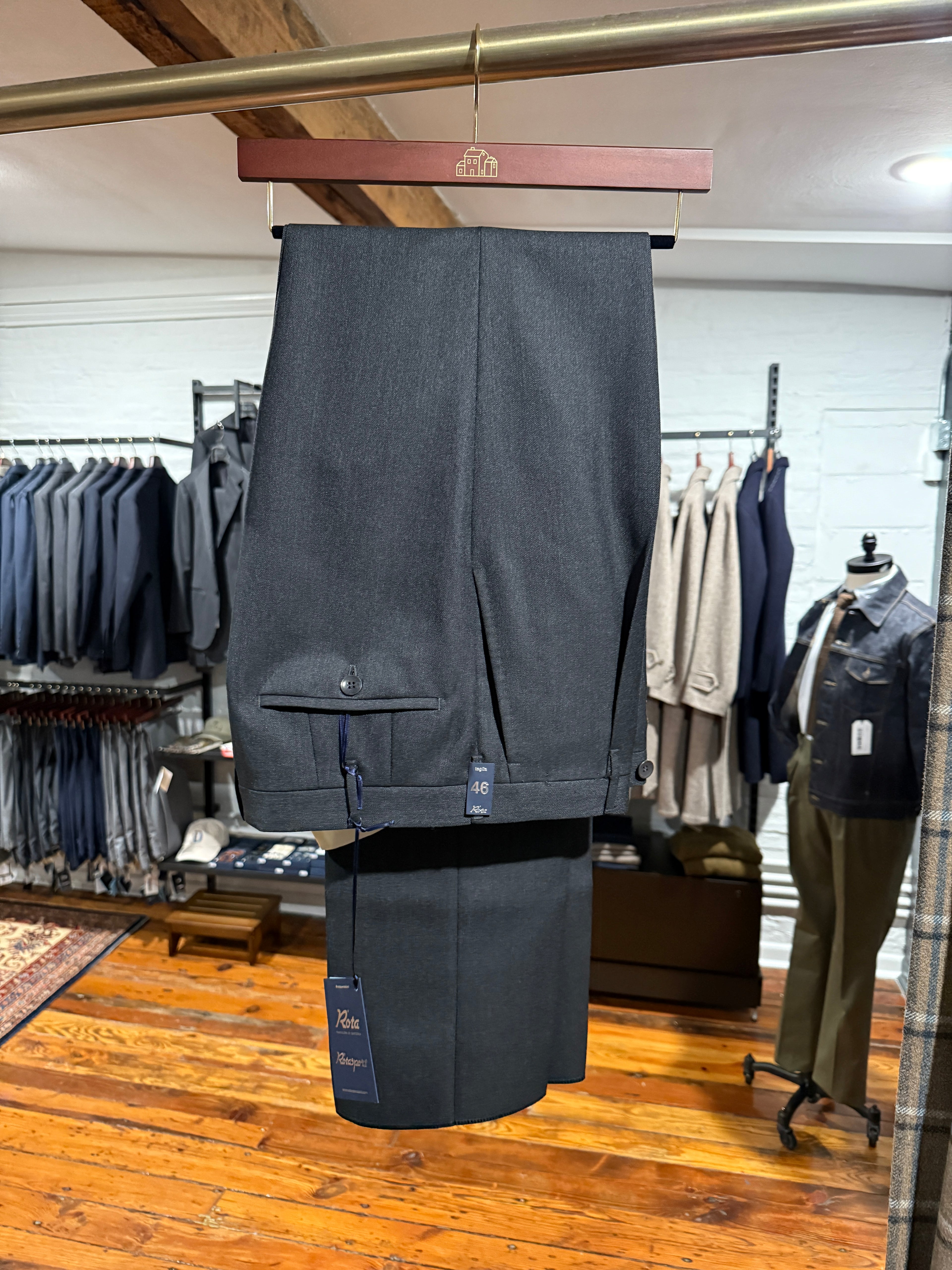 Pleated Dress Trouser - Dark Gray 3-Ply Wool