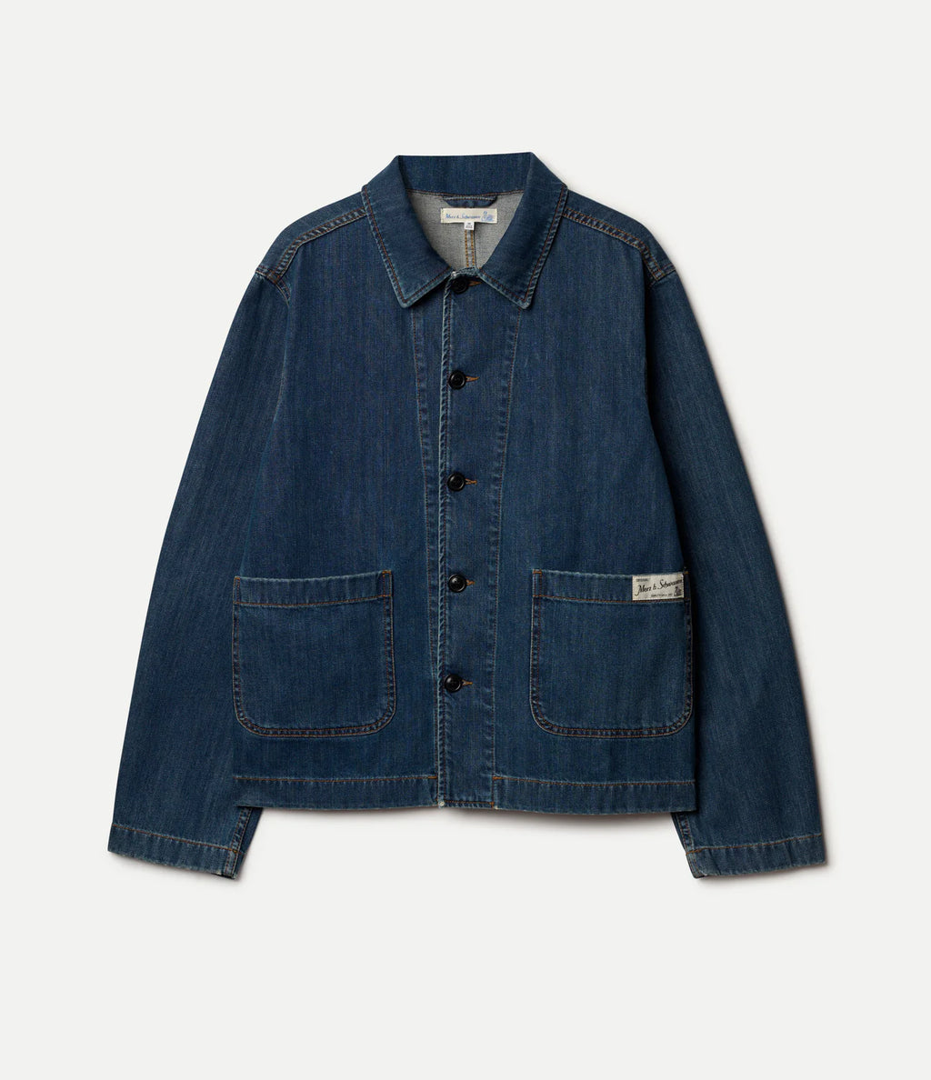 Cropped Worker's Denim Jacket - Indigo