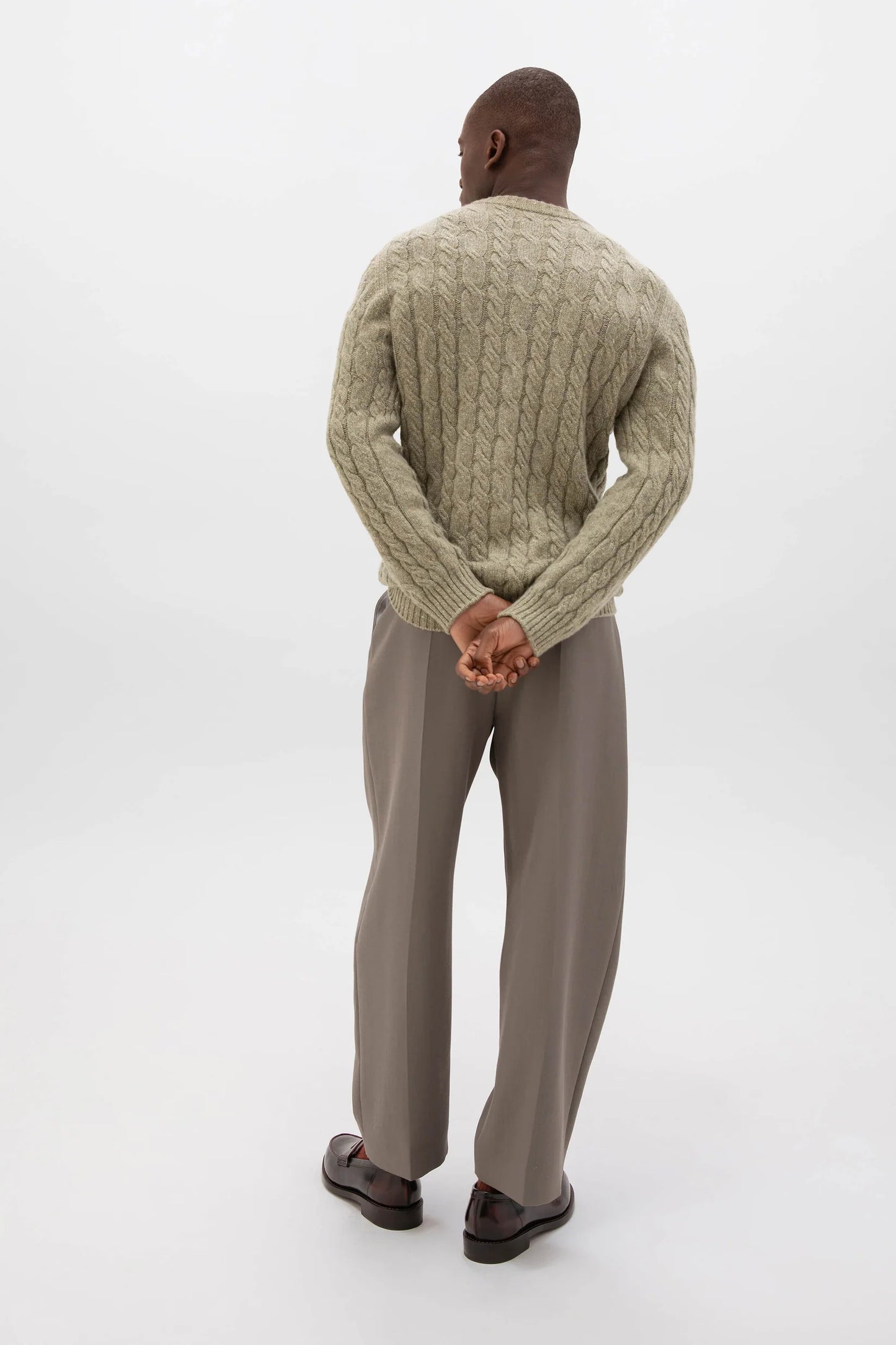 Donegal Cashmere Cable Knit Sweater - Light Green