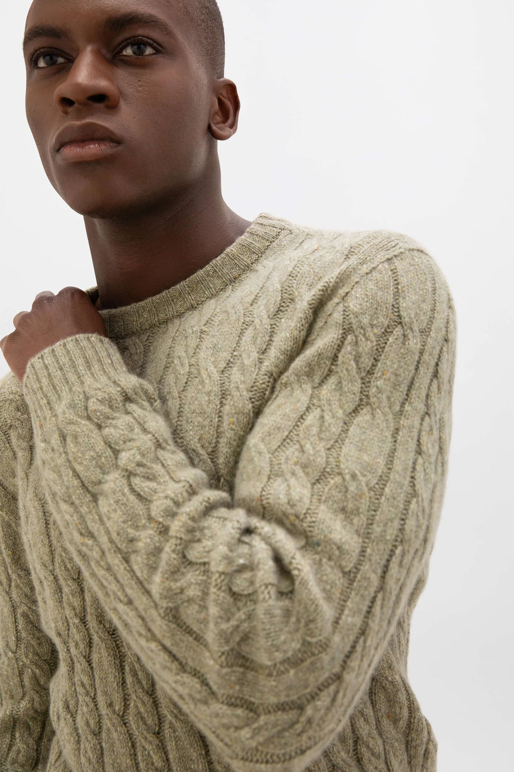 Johnstons of Elgin Donegal Cashmere Cable Knit Sweater - Light Johnstons of Elgin Donegal Cashmere Cable Knit Sweater - Light