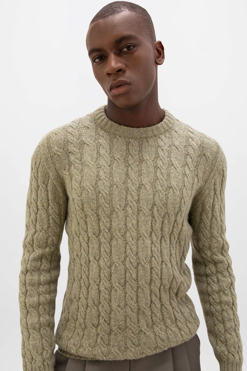 Johnstons of Elgin Donegal Cashmere Cable Knit Sweater - Light Johnstons of Elgin Donegal Cashmere Cable Knit Sweater - Light