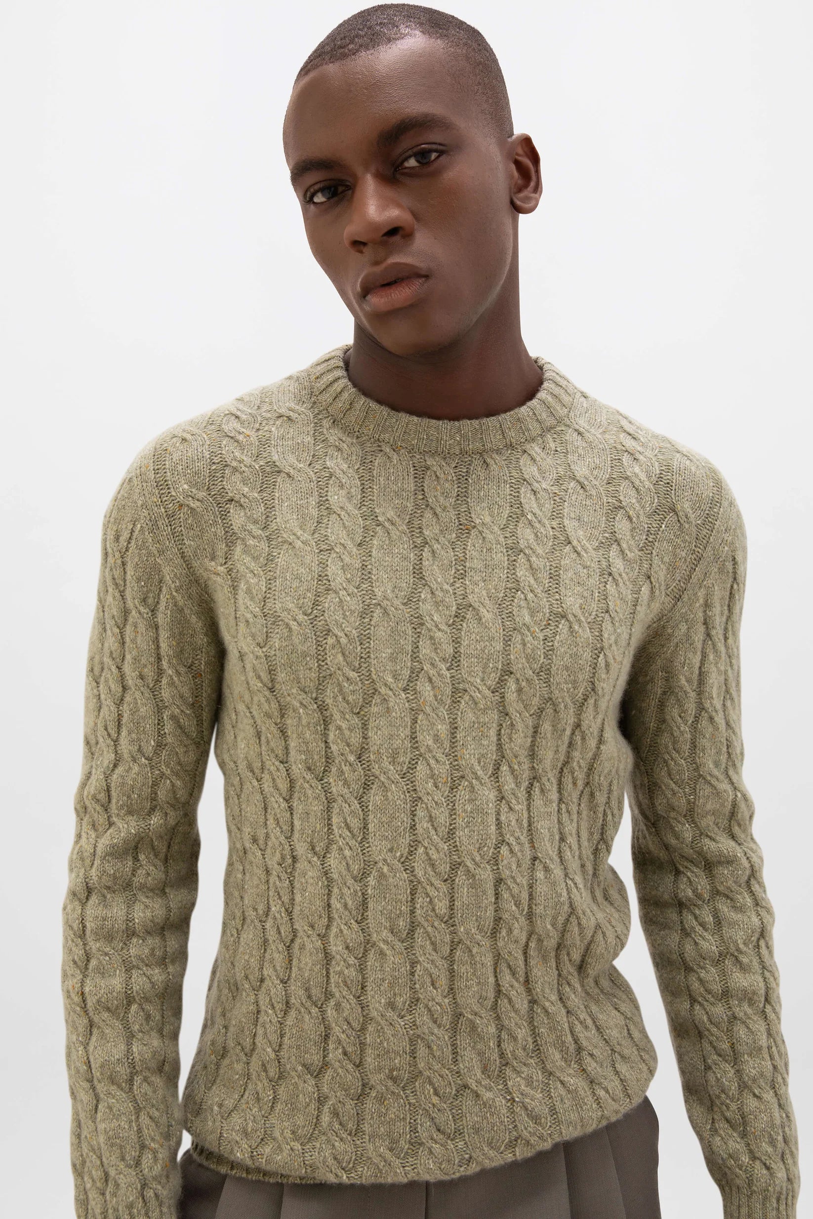 Johnstons of Elgin Donegal Cashmere Cable Knit Sweater - Light