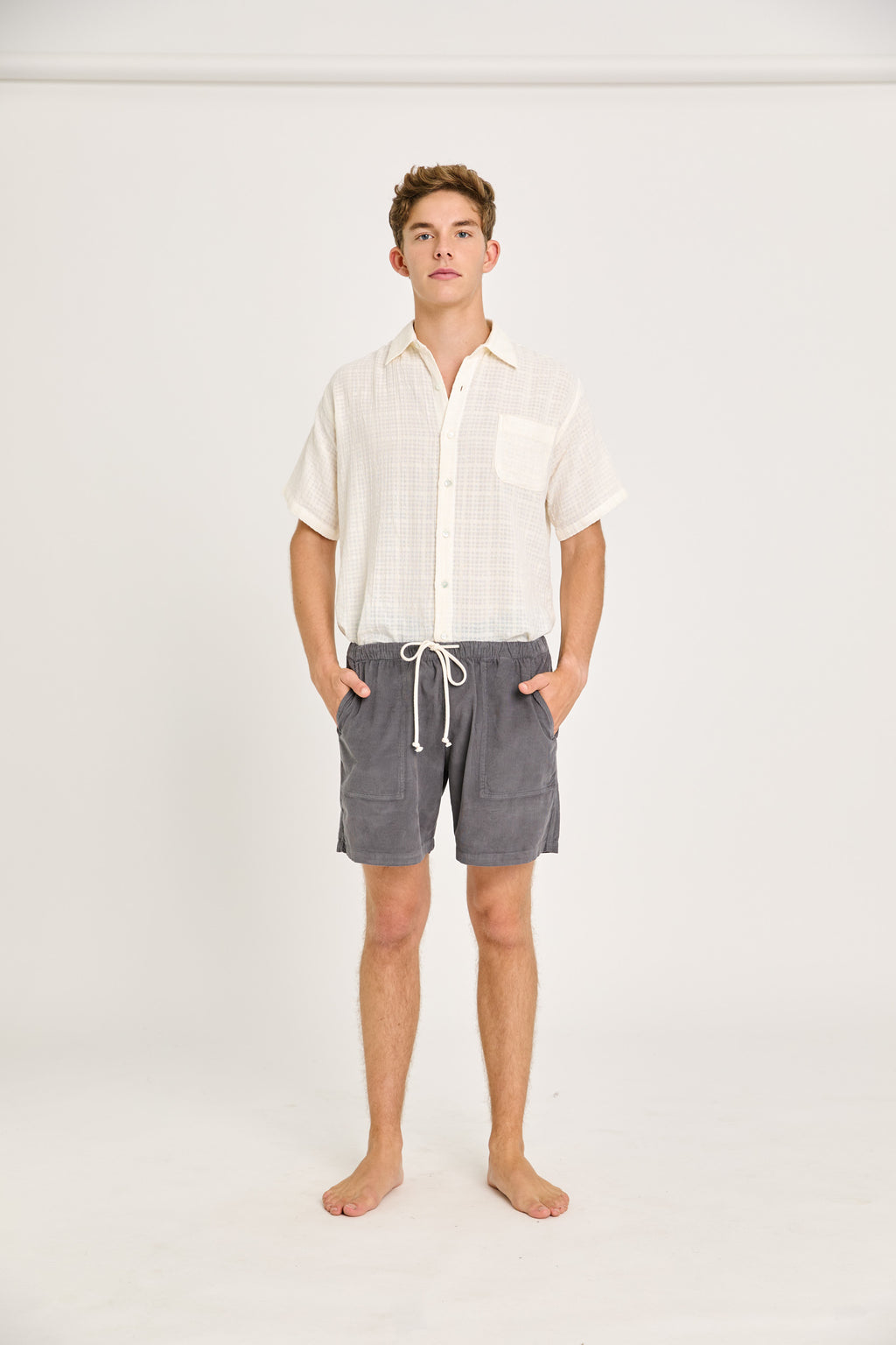 Dark Gray Corduroy Lounge Shorts