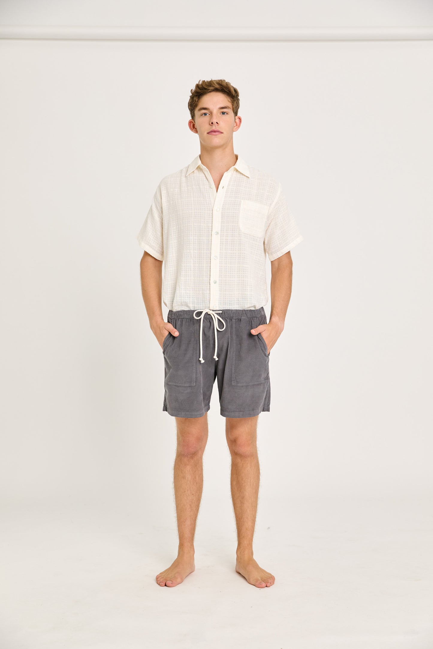 Dark Gray Corduroy Lounge Shorts