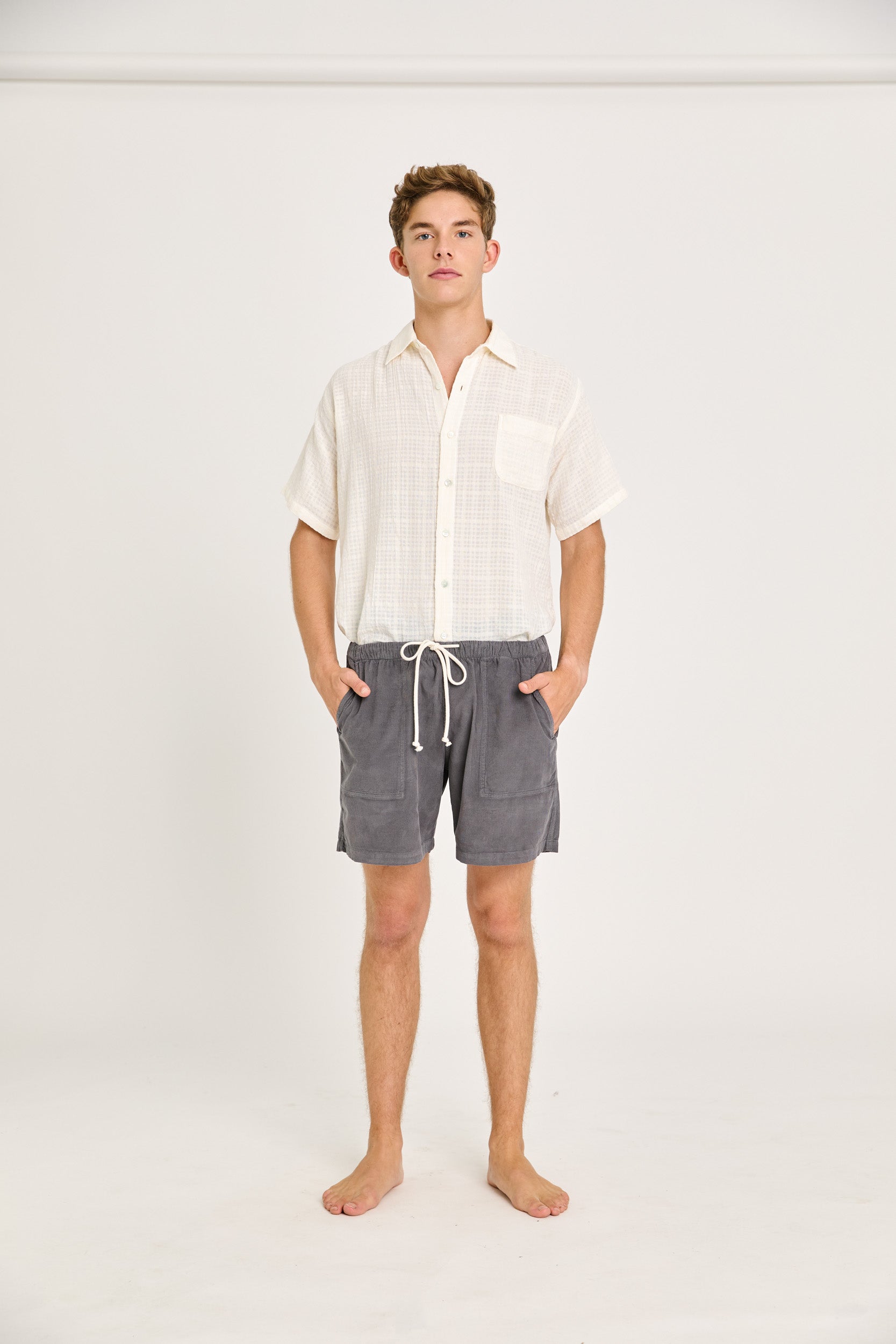 Dark Gray Corduroy Lounge Shorts