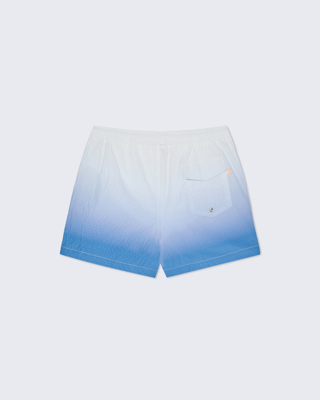 La Paz Fontes seersucker swimsuit in off-white and blue, featuring a stylish, textured fabric and classic one-piece design.