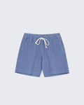Blue Pestana Linen Lounge Shorts by La Paz, showing a relaxed fit and lightweight linen fabric for comfortable casual wear.