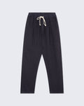 La Paz ponte linen lounge pants in dark navy, relaxed fit, lightweight fabric, with an elastic waistband, casual clothing.