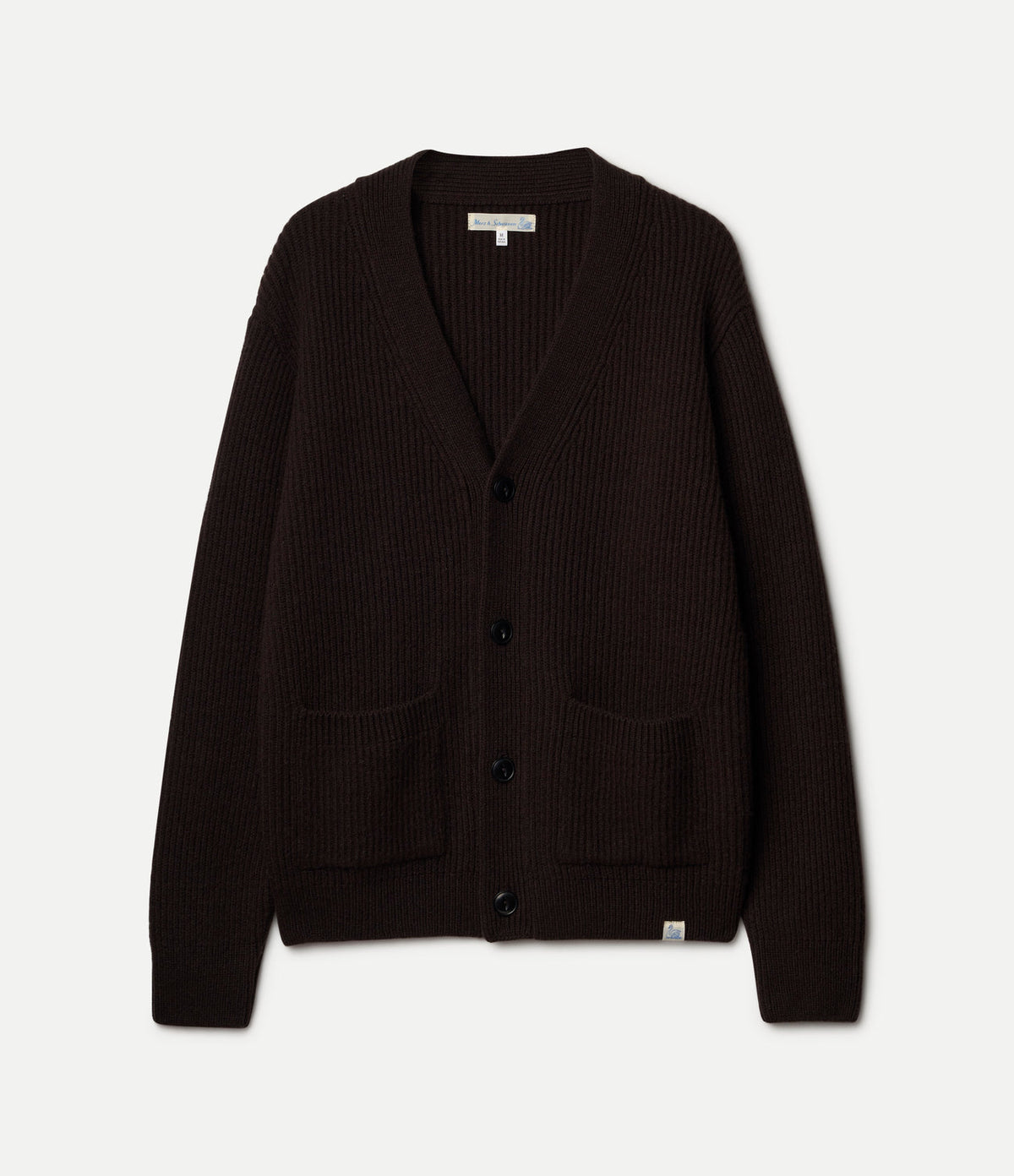 Ribbed Merino Wool-Cashmere Cardigan - Espresso