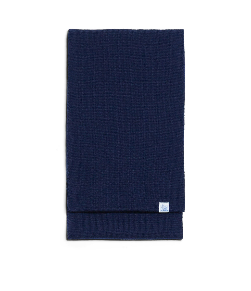 Classic Ribbed Merino Wool Scarf - Dark Navy