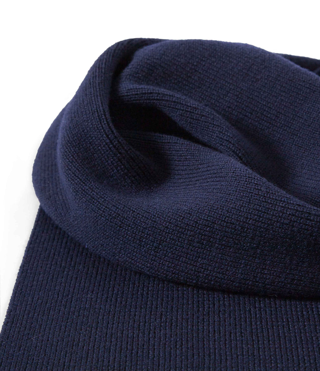 Classic Ribbed Merino Wool Scarf - Dark Navy