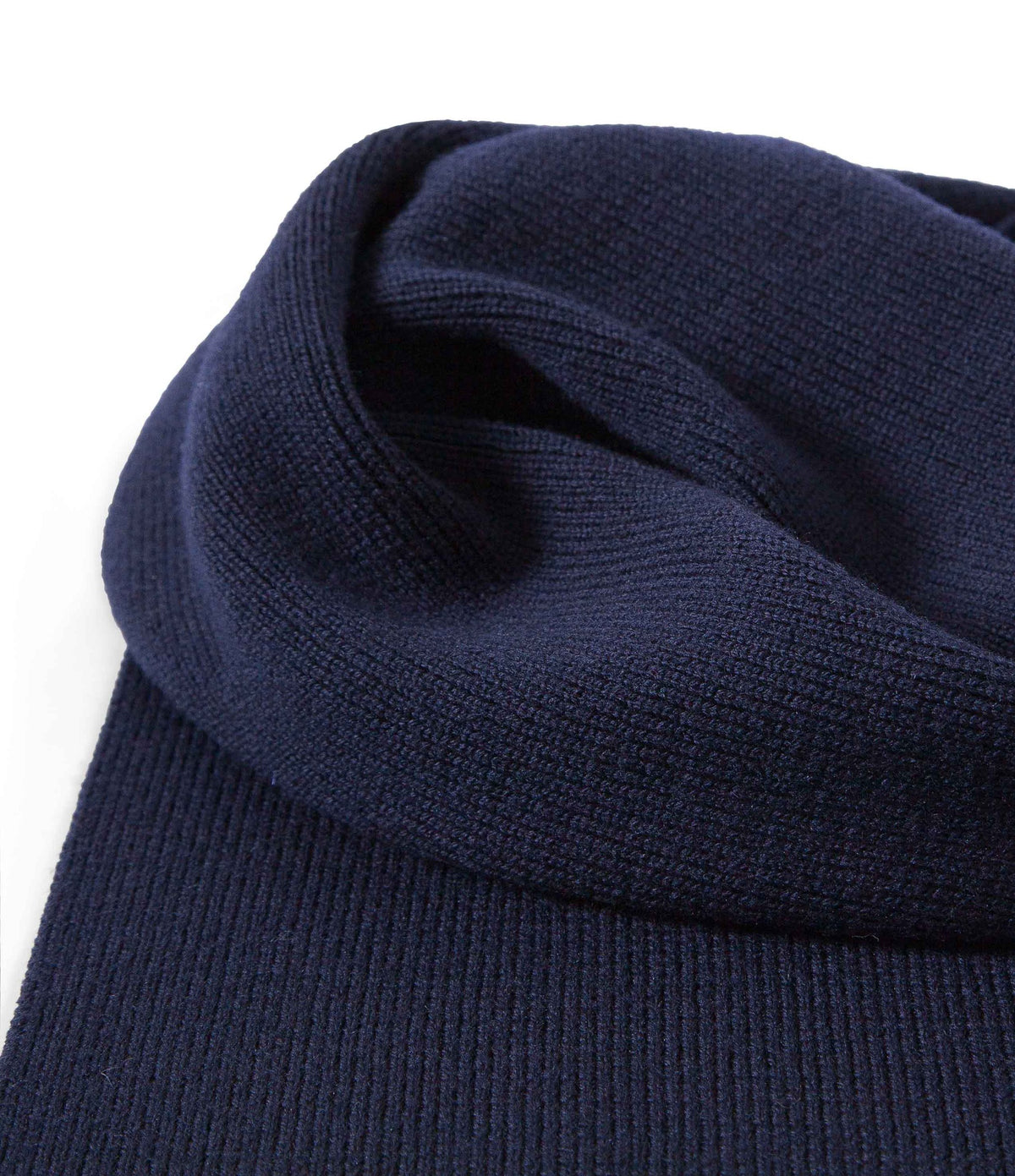 Classic Ribbed Merino Wool Scarf - Dark Navy