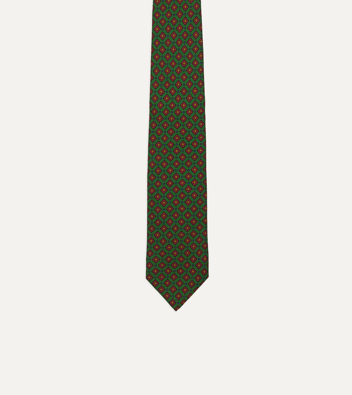 Mini Squares Dot Pattern Silk Tie - Green & Red