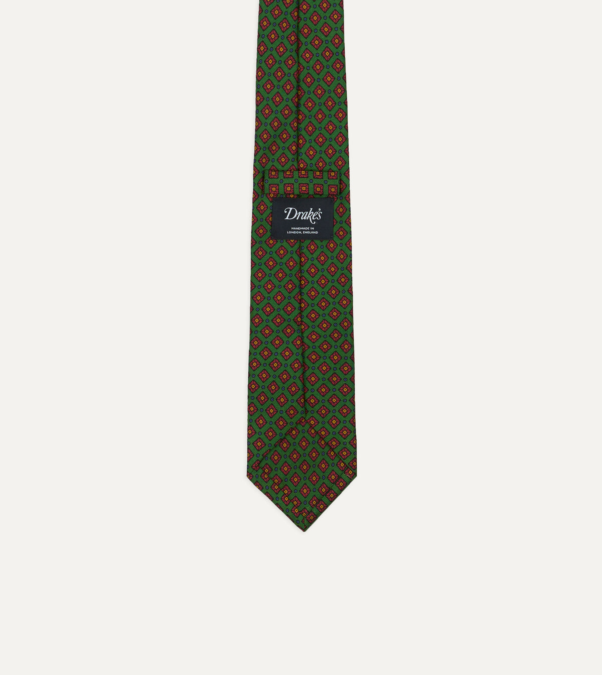 Mini Squares Dot Pattern Silk Tie - Green & Red