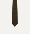 Mini Squares Dot Pattern Silk Tie - Dark Brown & Green
