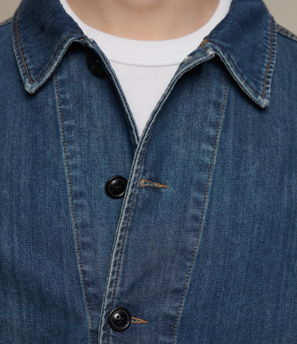 Cropped Worker's Denim Jacket - Indigo