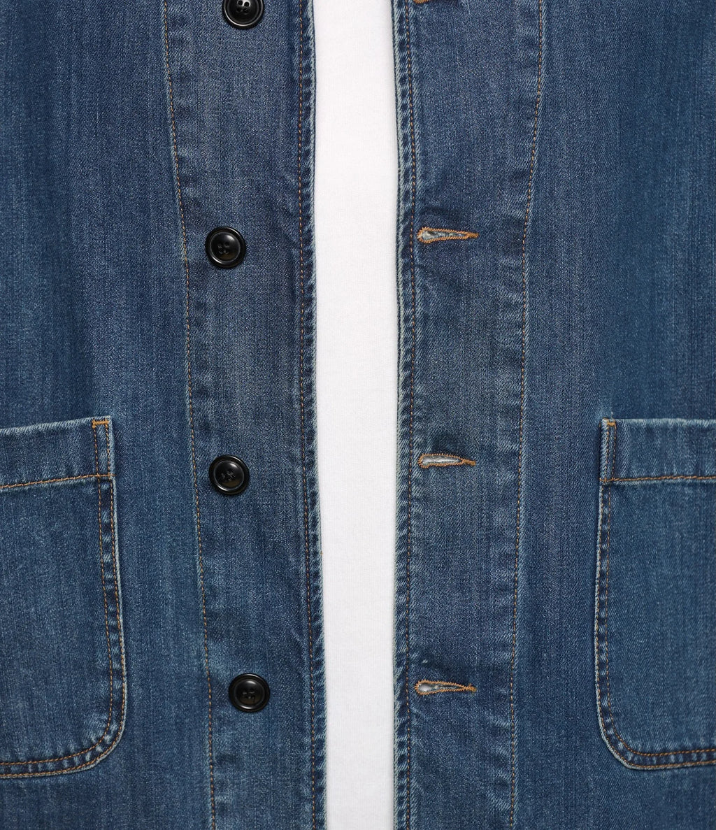 Cropped Worker's Denim Jacket - Indigo