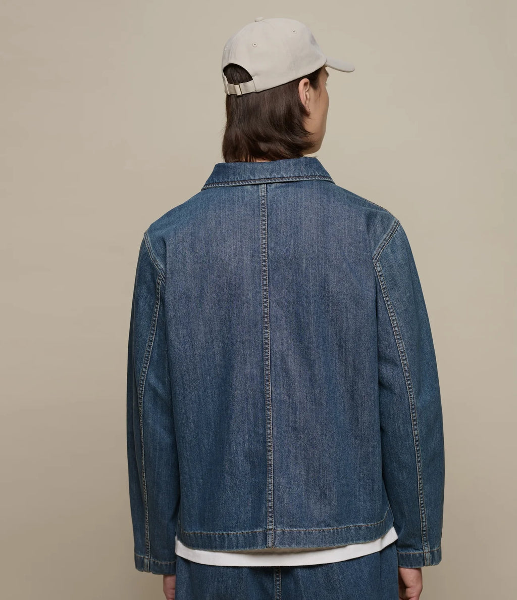 Cropped Worker's Denim Jacket - Indigo