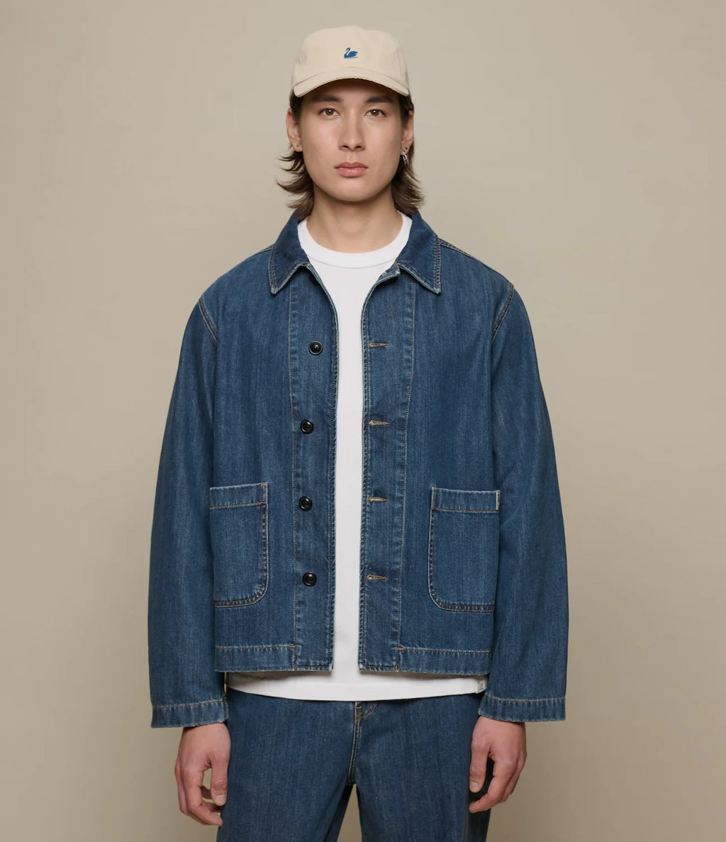 Cropped Worker's Denim Jacket - Indigo