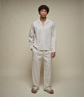 Unisex Cotton Pajama Set - Nature/Chocolate Stripe
