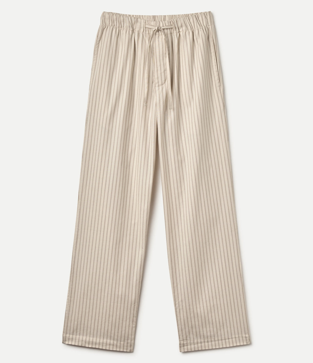 Unisex Cotton Pajama Set - Nature/Chocolate Stripe