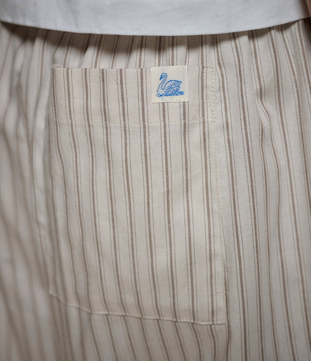 Unisex Cotton Pajama Set - Nature/Chocolate Stripe