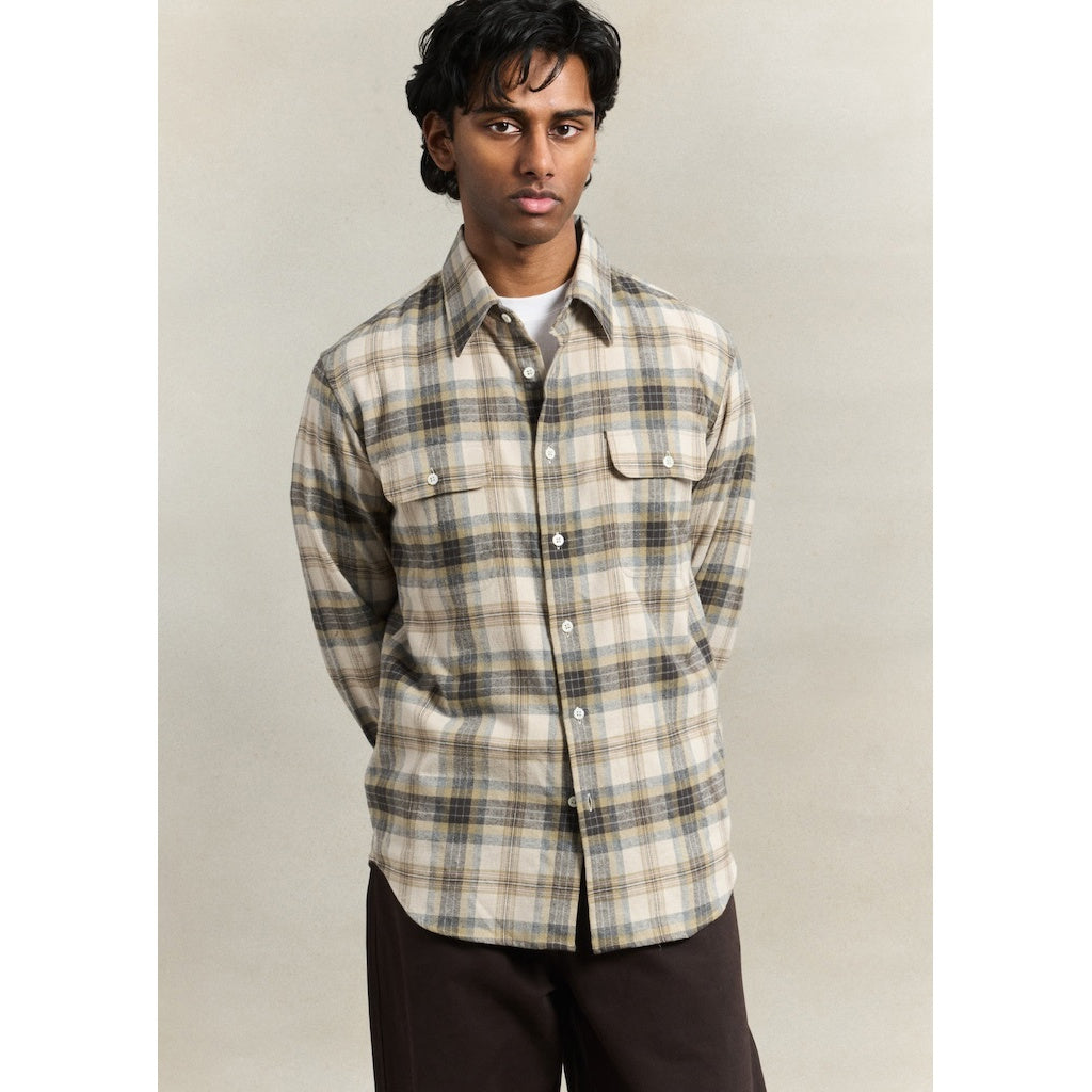 Artist Shirt - Grey Check Brushed Cotton