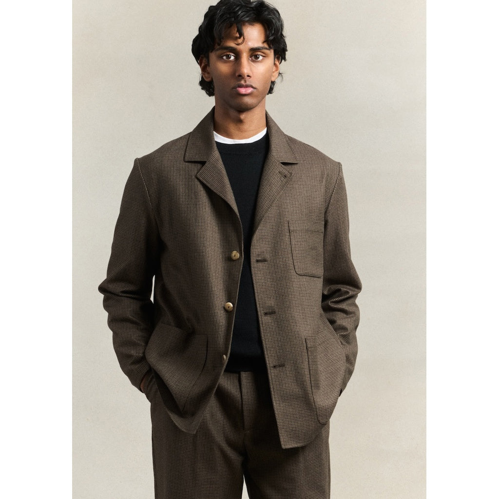 English Wool Traveler Jacket - Olive Puppytooth