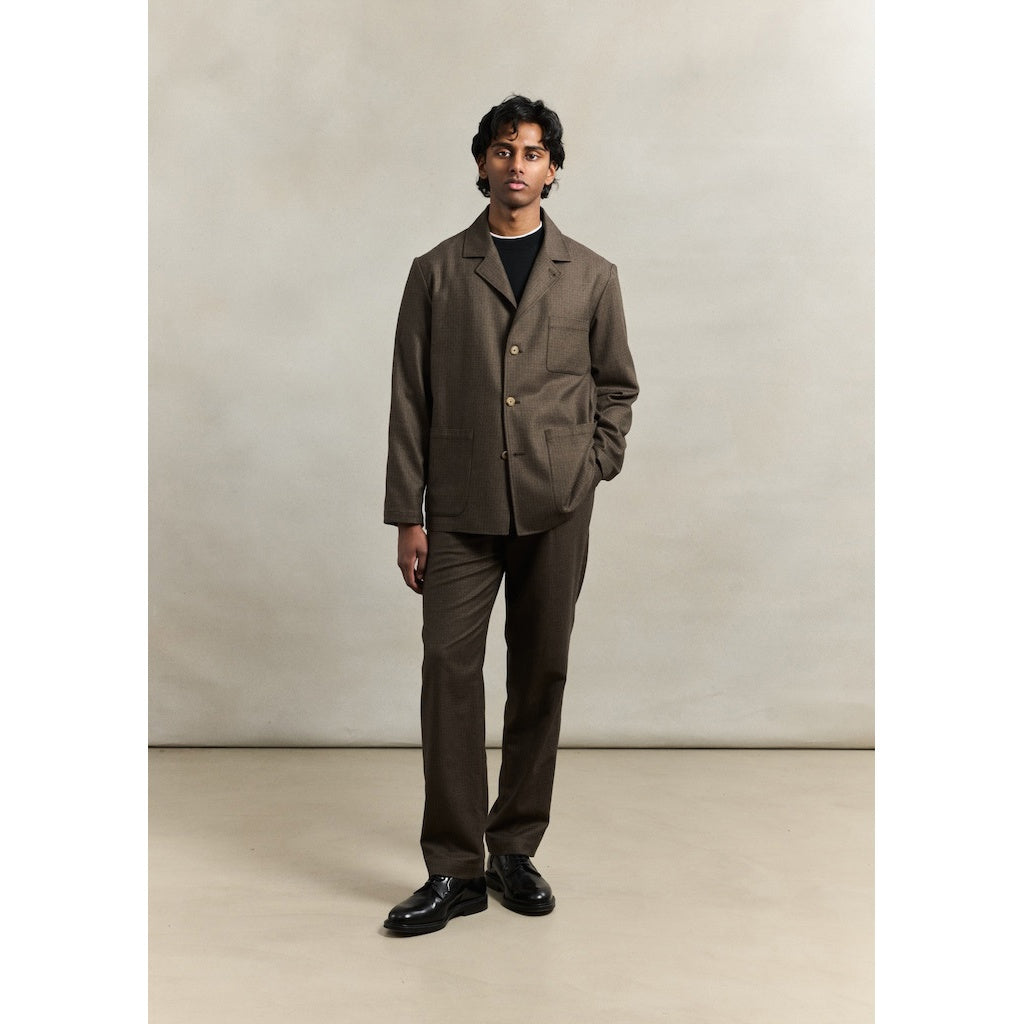 English Wool Traveler Jacket - Olive Puppytooth
