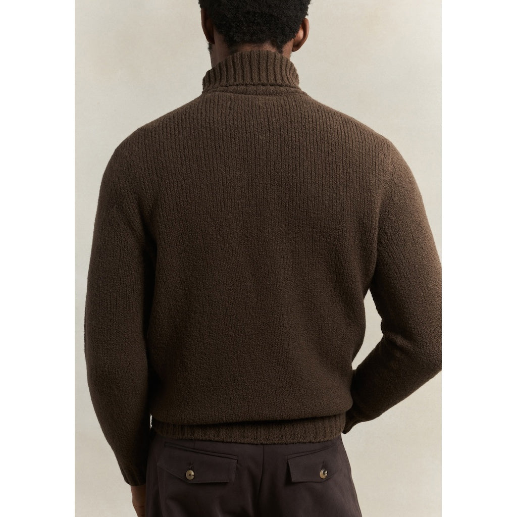Bouclé Wool Knit Turtleneck - Bark Brown
