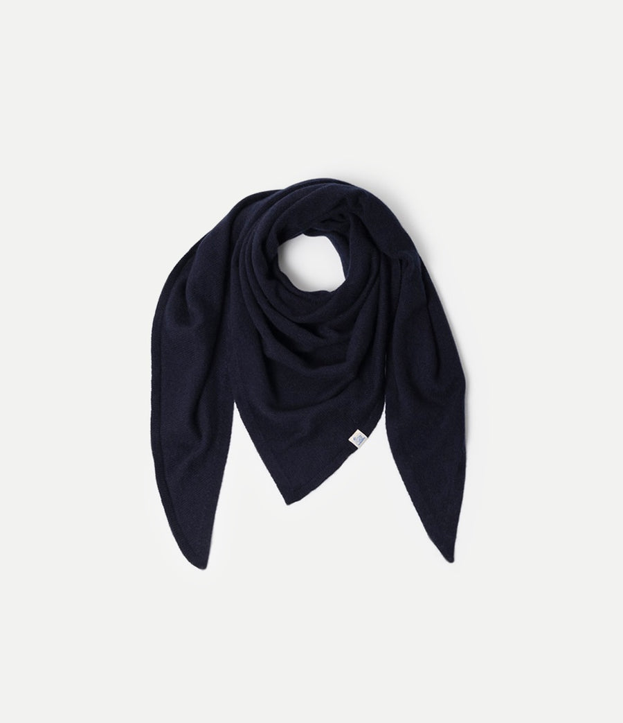 Small Triangle Merino-Silk-Cashmere Scarf - Dark Navy