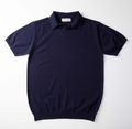 Ice Cotton Knitted Skipper Polo - Navy