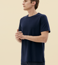 Pique Crew Neck T-Shirt - Navy