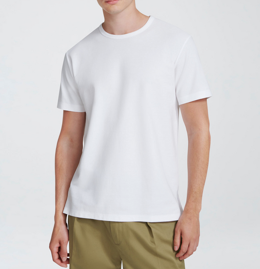 Pique Crew Neck T-Shirt - White